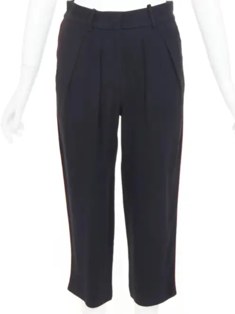 ISABEL MARANT black red piping pleated straight cut capri pants 36/ us small